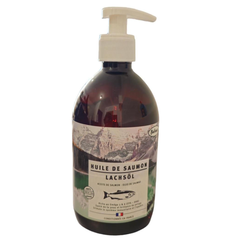 huile de saumon 500ml Bubimex pour chien et chat