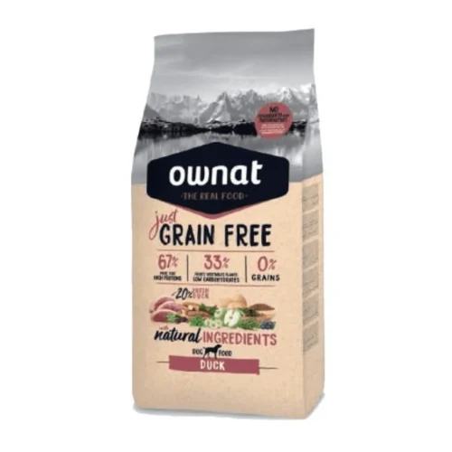 Croquettes chien Ownat Just au Canard 14 kg