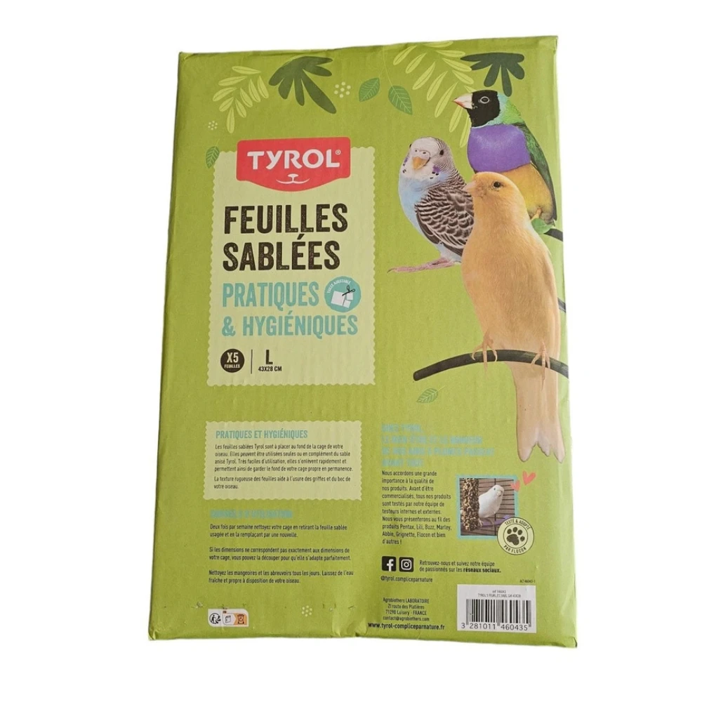 Feuilles sablées pour oiseaux 43x28 Tyrol – Lot de 5