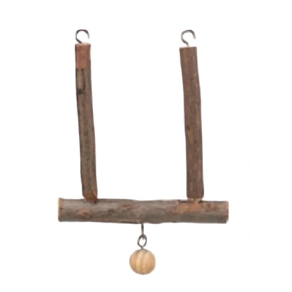 Balançoire en bois avec boule suspendue