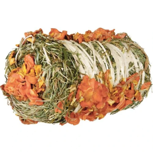 Balle de foin Trixie pour lapin et rongeur – Citrouille et carotte