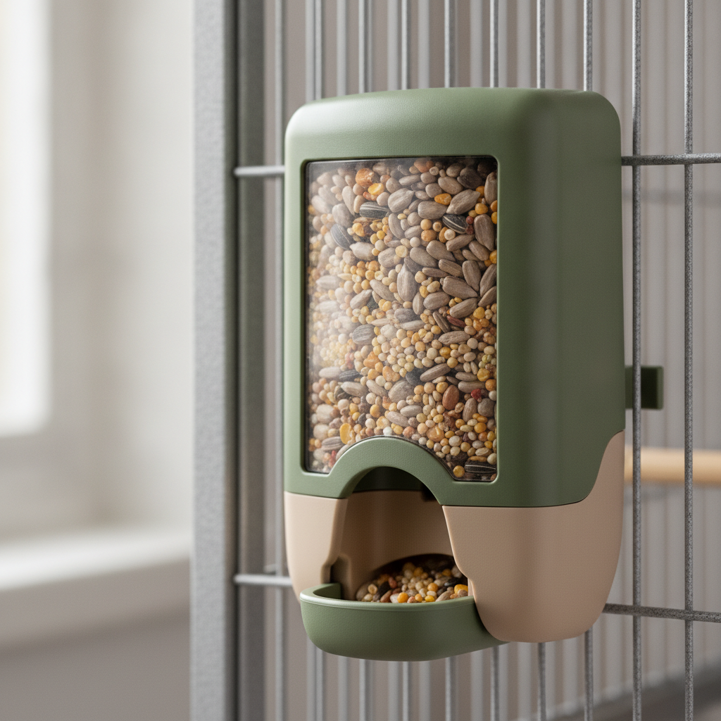 Distributeur graines oiseaux automatique à gravité monté sur cage