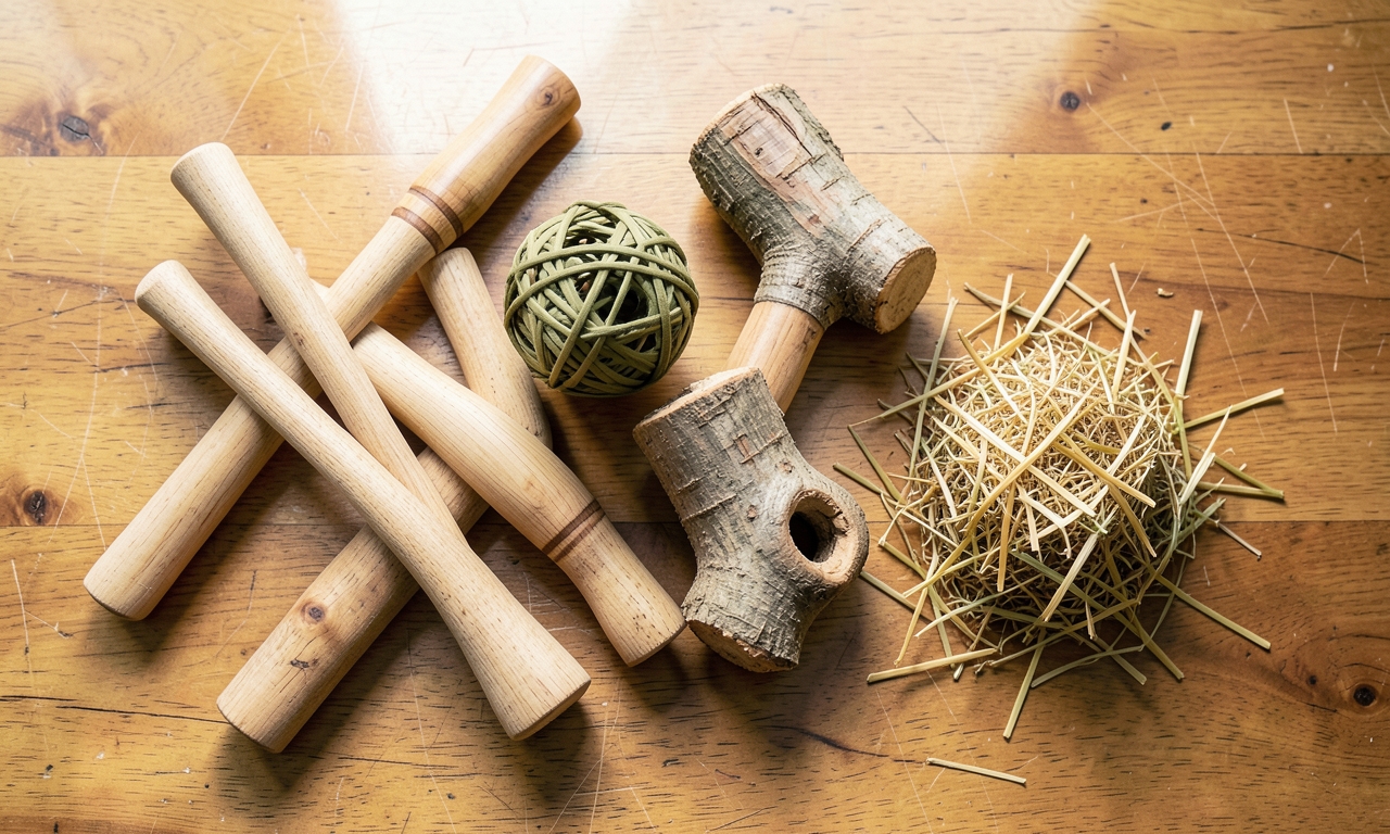 Sélection de jouet bois rongeur : essences sûres saule, hêtre, pommier