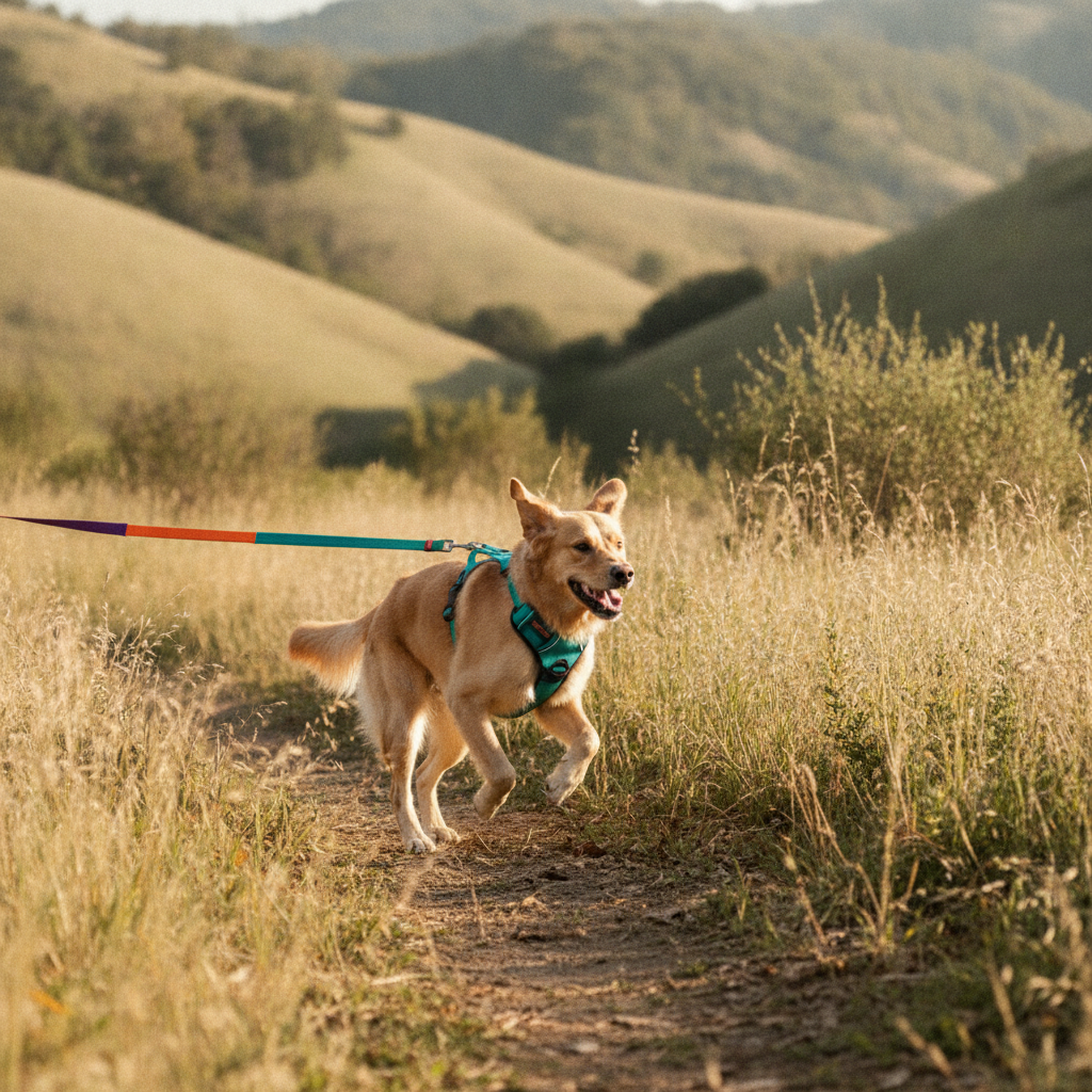 Sellerie chien biothane : chien actif avec harnais et laisse résistants